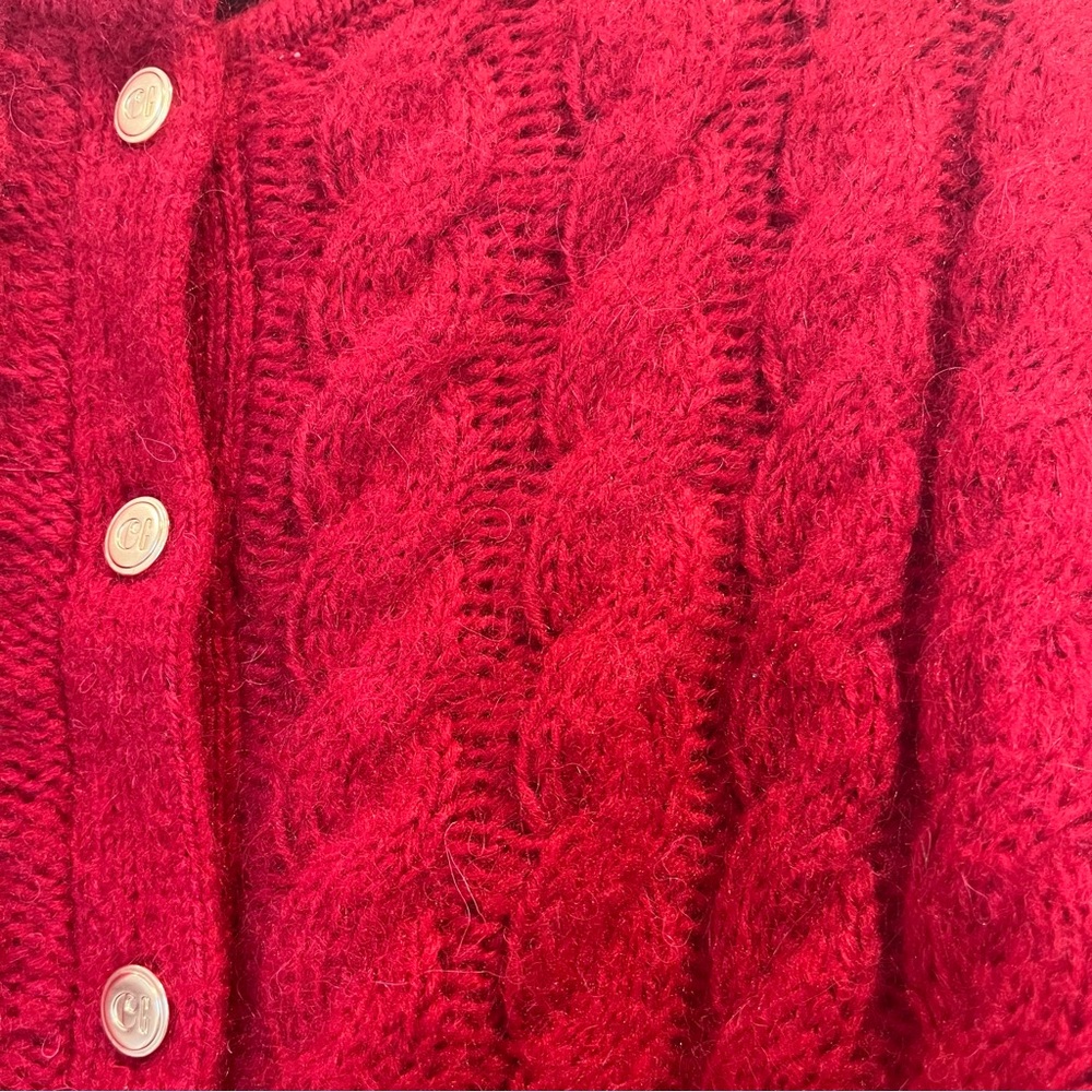 Red Cable-Knit Cropped Cardigan - GAP - Picture 5 of 9